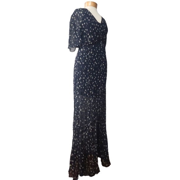 NWT RAG & BONE Tamar Twist-Front Navy Floral-Print Georgette Maxi Dress Size 2 - Picture 7 of 17